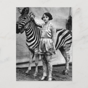 Tattooed Circus Lady And Zebra Postcard by Joslyn1986 at Zazzle