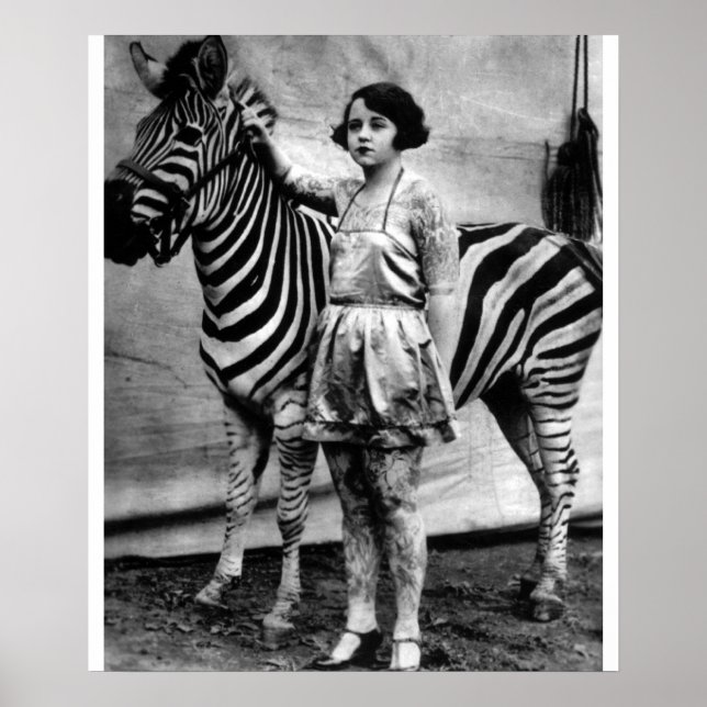 Tattooed Circus Lady and Zebra Poster (Front)