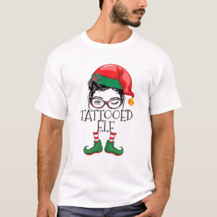 Tattooed Elf Matching Family Pajamas Christmas Xma T-Shirt