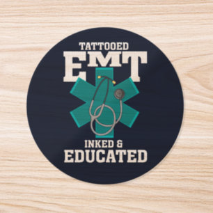 Tattooed EMT Inked and Educated Classic Round Sticker