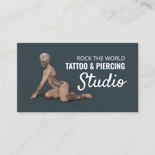 Tattooed Female Tattooist  Body Piercer Business Card