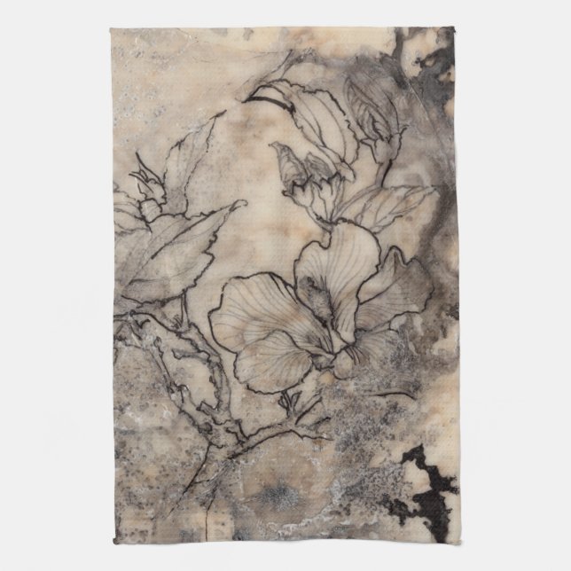 Tattooed Floral I Towel (Vertical)