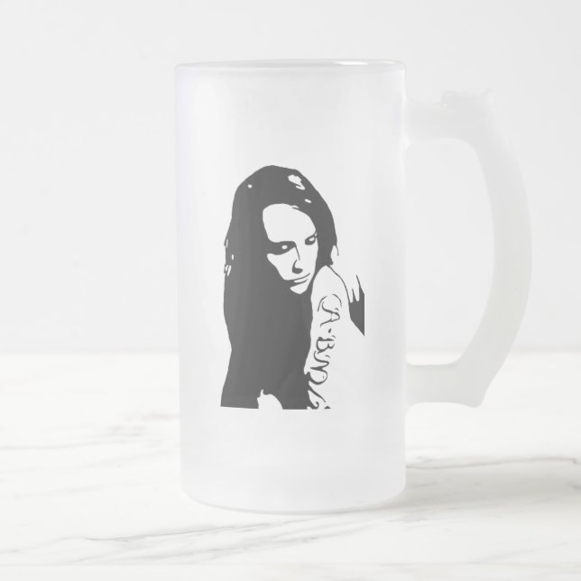 Tattooed Girl Frosted Glass Beer Mug (Right)