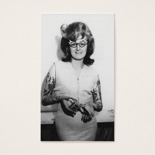 Tattooed Glasses Chick Business Cards