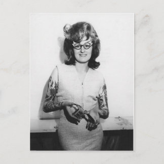 Tattooed Glasses Chick Postcard