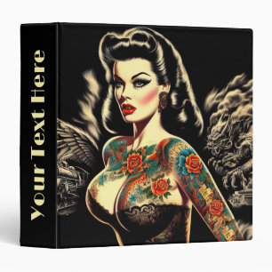 Tattooed Goth Pin-up 3 Ring Binder