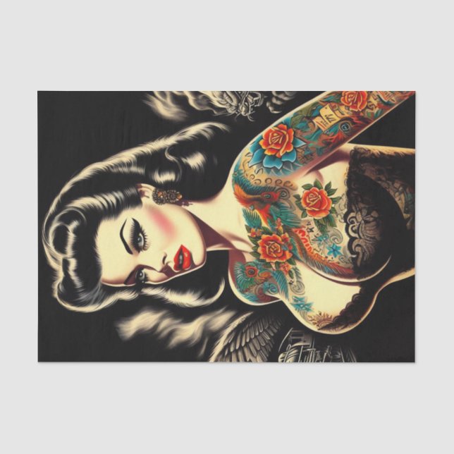 Tattooed Goth Pin-up Tissue Paper (Front)