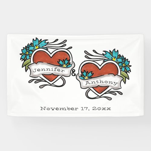 Tattooed Hearts Tattoo Graphic Wedding Banner
