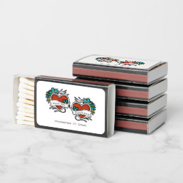 Tattooed Hearts, Tattoo Graphic Wedding Matchboxes