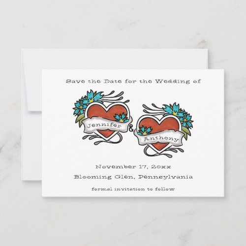 Tattooed Hearts Tattoo Graphic Wedding Save The Date