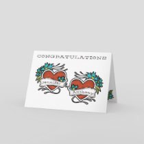 Tattooed Hearts, Tattoo Wedding Congratulations Card