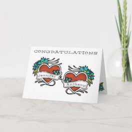 Tattooed Hearts, Tattoo Wedding Congratulations Card