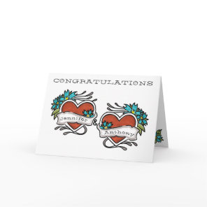 Tattooed Hearts, Tattoo Wedding Congratulations Card