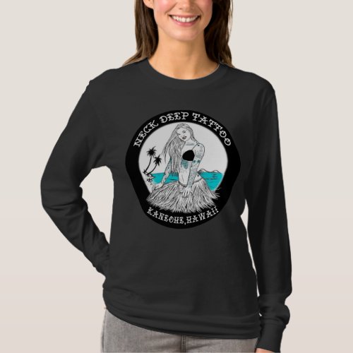 Tattooed Hula Girl Long Sleeve Tshirt for Ladies