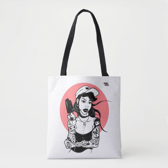 TATTOOED ICE CREAM GIRL TOTE BAG (Front)