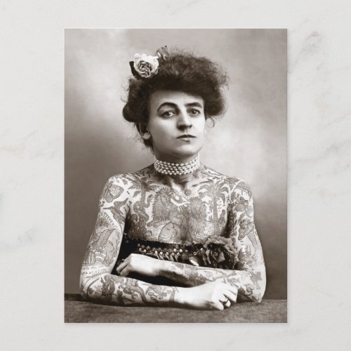 Tattooed Lady 1907 Postcard