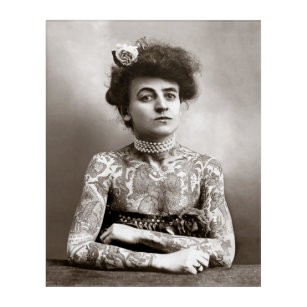 Tattooed Lady, 1907. Vintage Photo Acrylic Print