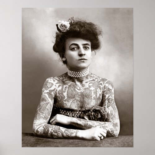 Tattooed Lady 1907 Vintage Photo Poster