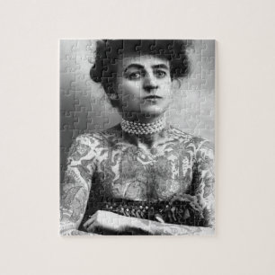 Tattooed Lady - Woman with Tattoos - vintage Jigsaw Puzzle