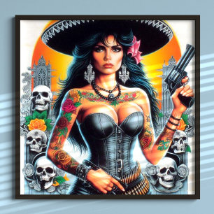 Tattooed Mexican Girl Poster