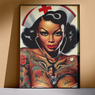 Tattooed Nurse Pin-up Poster