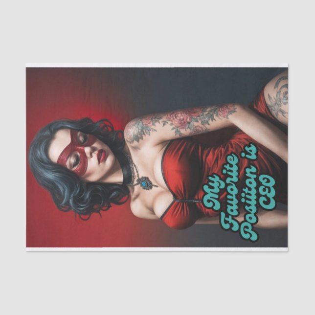 Tattooed Pinup CEO Decoupage | Bold & Empowering  Tissue Paper (Front)