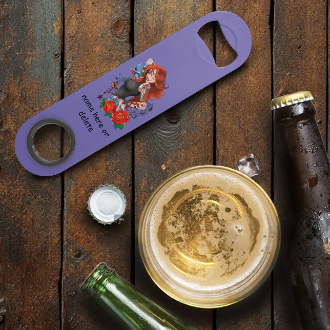 Tattooed Redhead Woman Sleeves Purple Bar Key (Creator Uploaded)