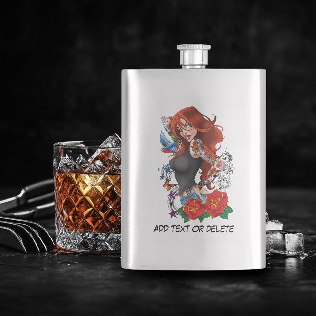 Tattooed Redhead Woman Sleeves Purple Flask (Creator Uploaded)