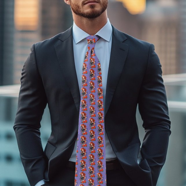 Tattooed Redhead Woman Sleeves Purple Neck Tie (Creator Uploaded)