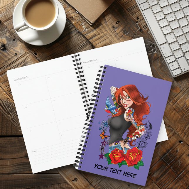 Tattooed Redhead Woman Sleeves Purple Planner (Creator Uploaded)