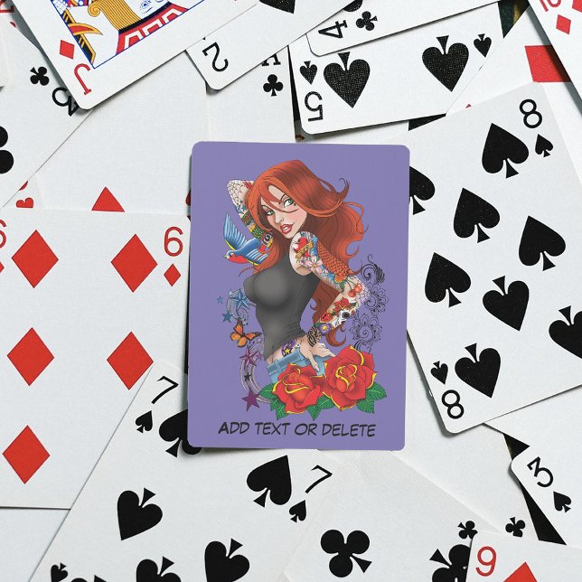 Tattooed Redhead Woman Sleeves Purple Poker Cards (Creator Uploaded)