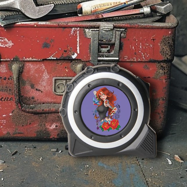 Tattooed Redhead Woman Sleeves Purple Tape Measure (Creator Uploaded)