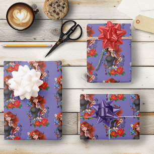 Tattooed Redhead Woman Sleeves Purple Wrapping Paper Sheets