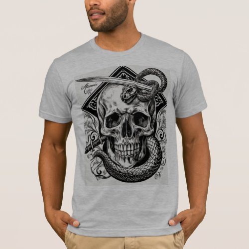 Tattooed Reminders Old School Skull  Snake T_Shi T_Shirt
