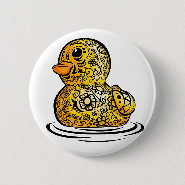 Tattooed Rubber Duck Button (Front)