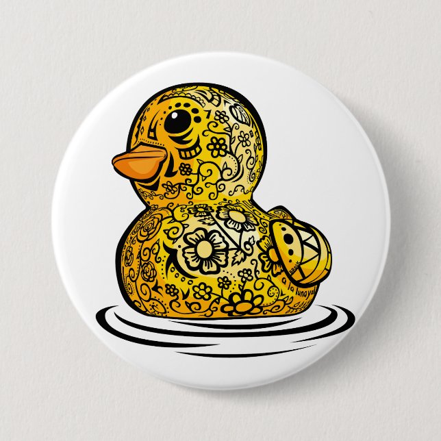 Tattooed Rubber Duck Button (Front)