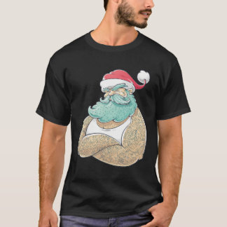 Tattooed Santa Awesome Christmas Design T-Shirt