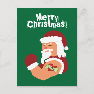 Tattooed Santa Holiday Postcard