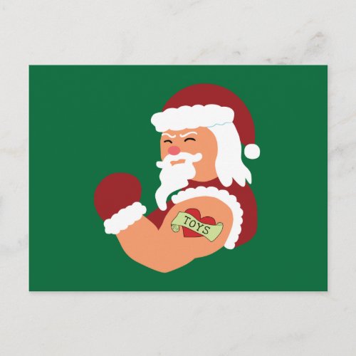 Tattooed Santa Holiday Postcard