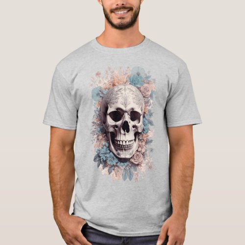 Tattooed skull with roses T_Shirt