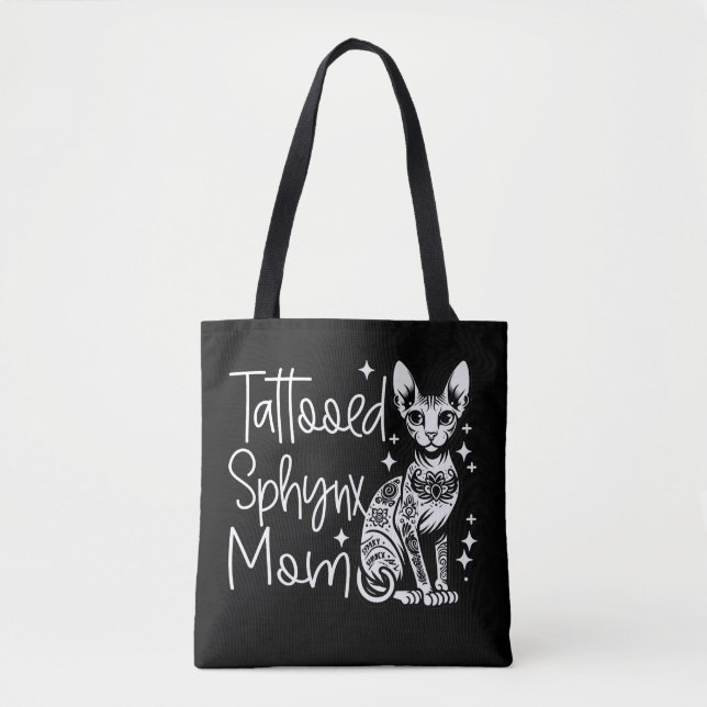 Tattooed Sphynx Mom Cat Gift Tote Bag (Front)