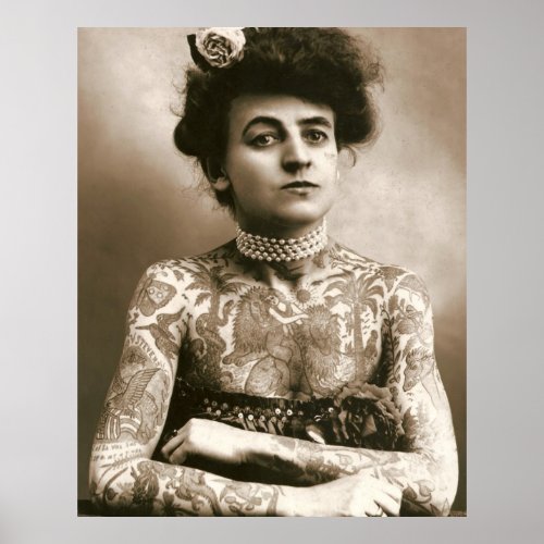 Tattooed with Pearls Victorian Lady Poster