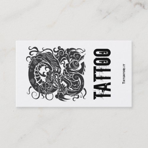 Tattooer Dragon BW Business Card Template