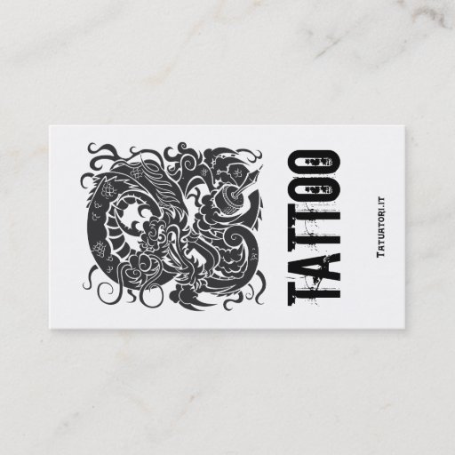 Customizable Tattooer Dragon BW Business Card Template