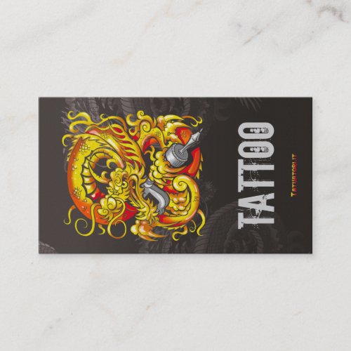 Tattooer Dragon Gold Business Card Templates