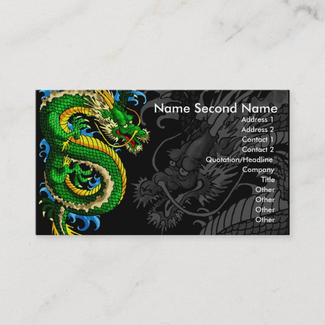 Tattooer Japanese Dragon Business Card (Front)