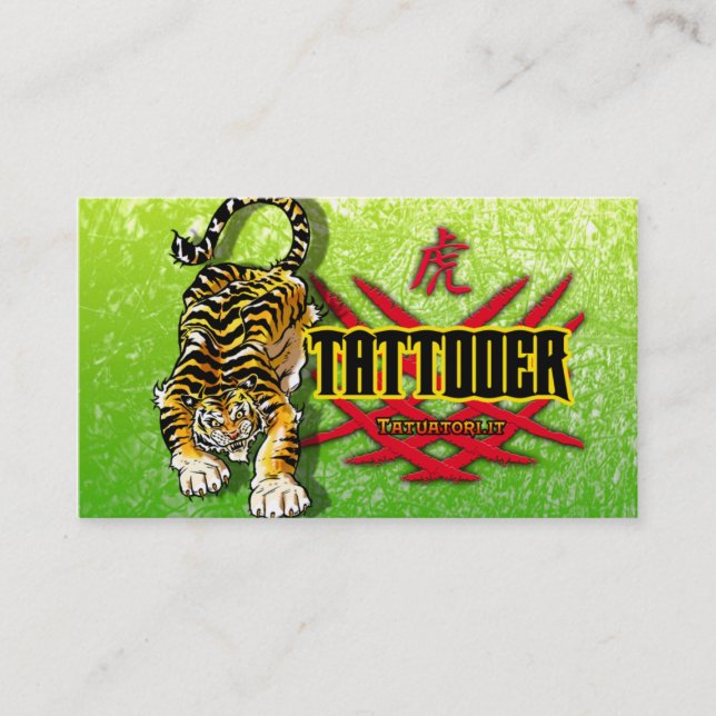 Tattooer Tiger Business Card (Front)