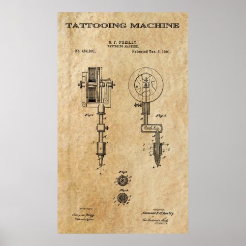 Tattooing Machine 2 Patent Art 1891 Poster