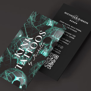 Tattooist Minimal Tattoo Artist Goth Teal  Business Card