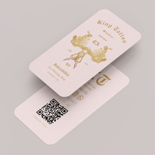 Tattooist Tattoo Artist Gold Pink Aesthetic Modern Business Card (Tattooist Tattoo Artist Gold Pink Aesthetic Modern Business Card
)